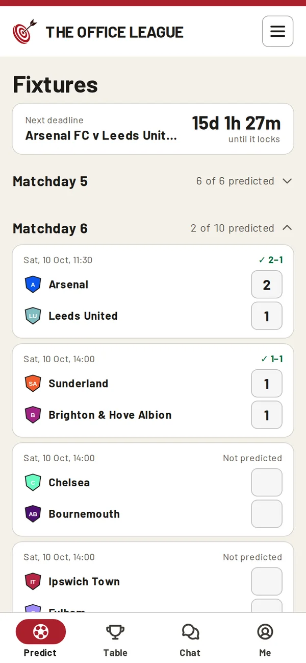 Predict every match